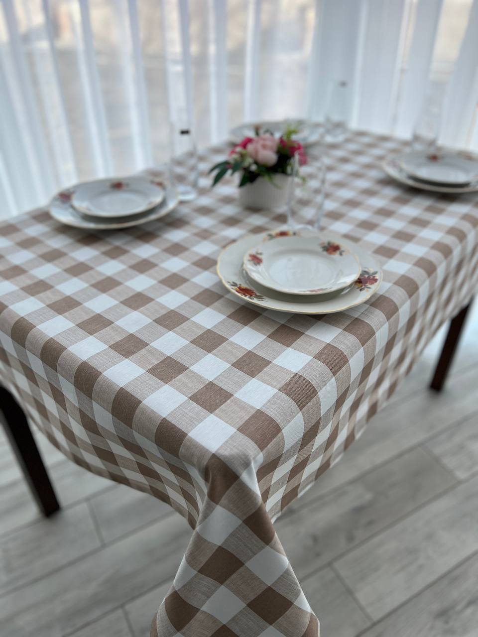 Linen waterproof tablecloth with Teflon, Geometry collection, luxury quality (custom or standard size)