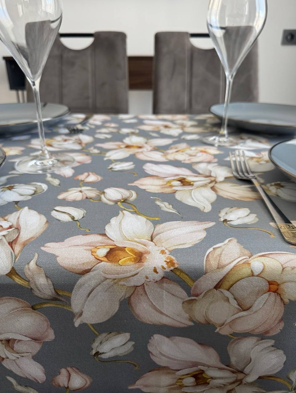 Linen waterproof tablecloth with Teflon, Geometry collection, luxury quality (custom or standard size)