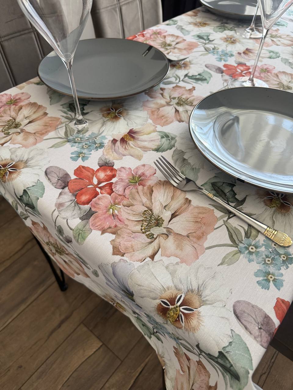 Linen waterproof tablecloth with Teflon, Geometry collection, luxury quality (custom or standard size)