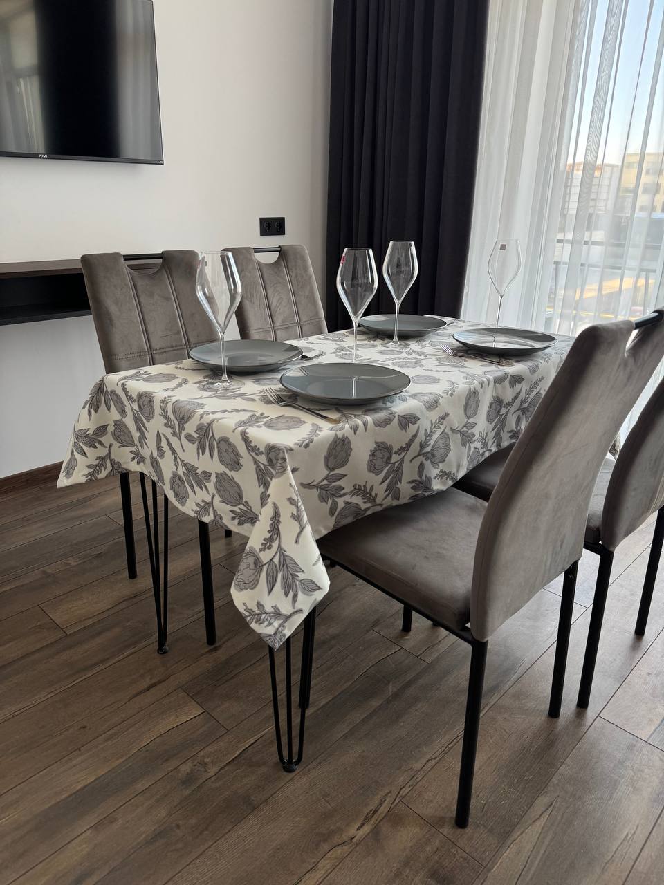 Linen waterproof tablecloth with Teflon, Geometry collection, luxury quality (custom or standard size)