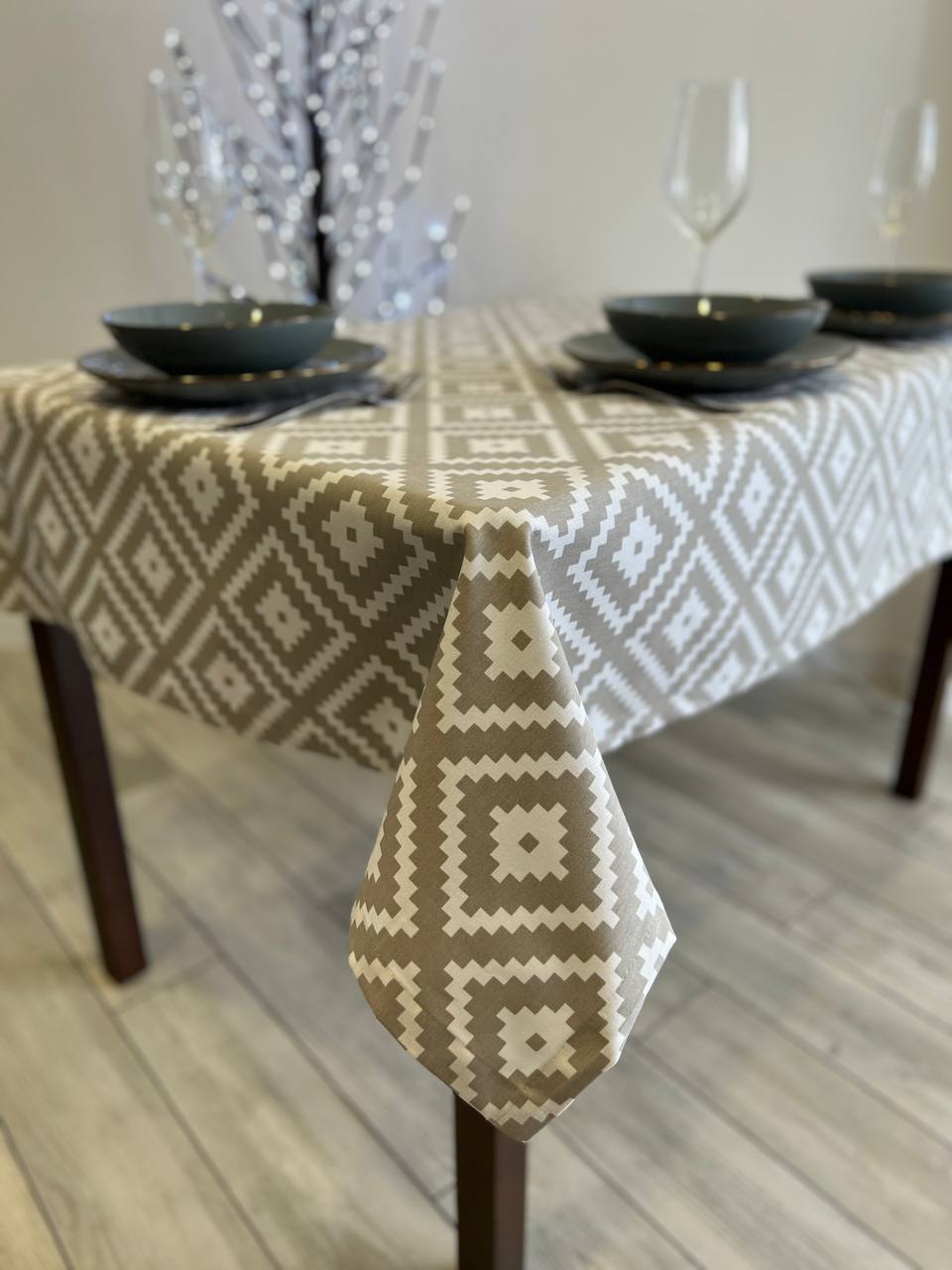 Linen waterproof tablecloth with Teflon, Geometry collection, luxury quality (custom or standard size)