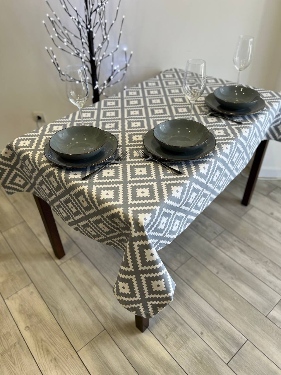 Linen waterproof tablecloth with Teflon, Geometry collection, luxury quality (custom or standard size)