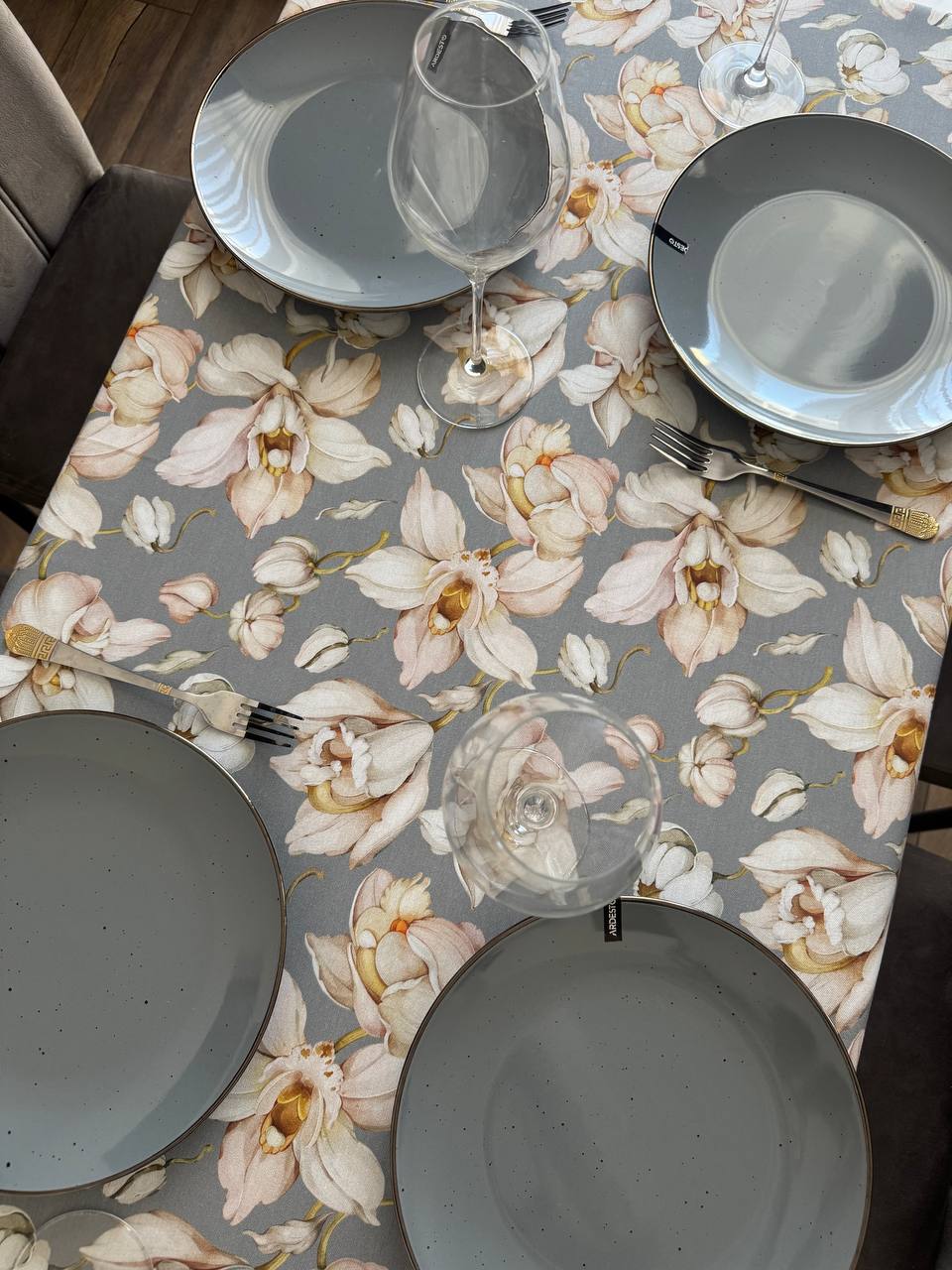 Linen waterproof tablecloth with Teflon, Geometry collection, luxury quality (custom or standard size)