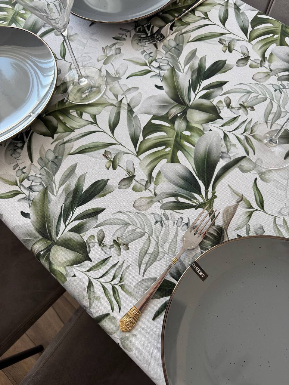 Linen waterproof tablecloth with Teflon, Geometry collection, luxury quality (custom or standard size)