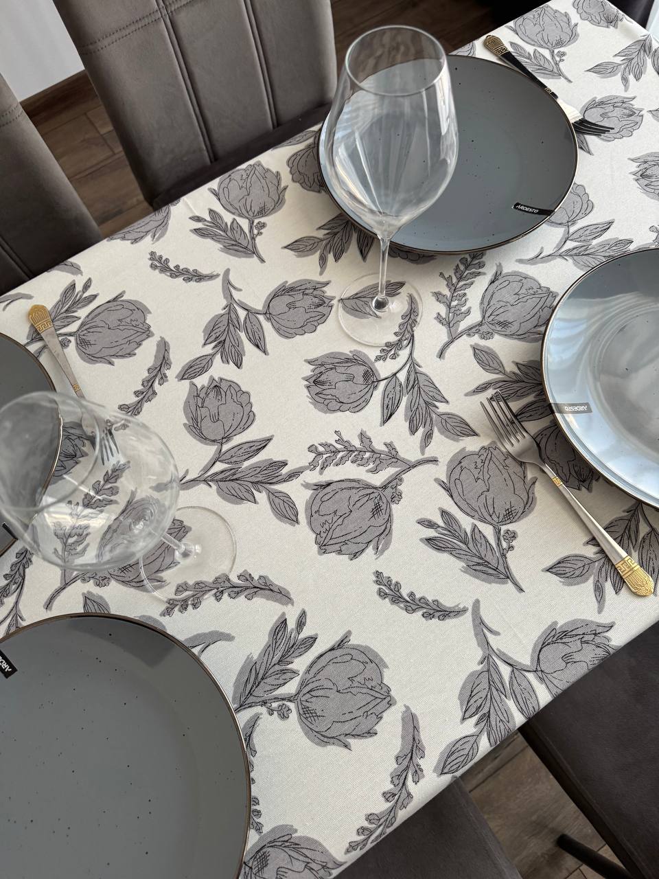 Linen waterproof tablecloth with Teflon, Geometry collection, luxury quality (custom or standard size)