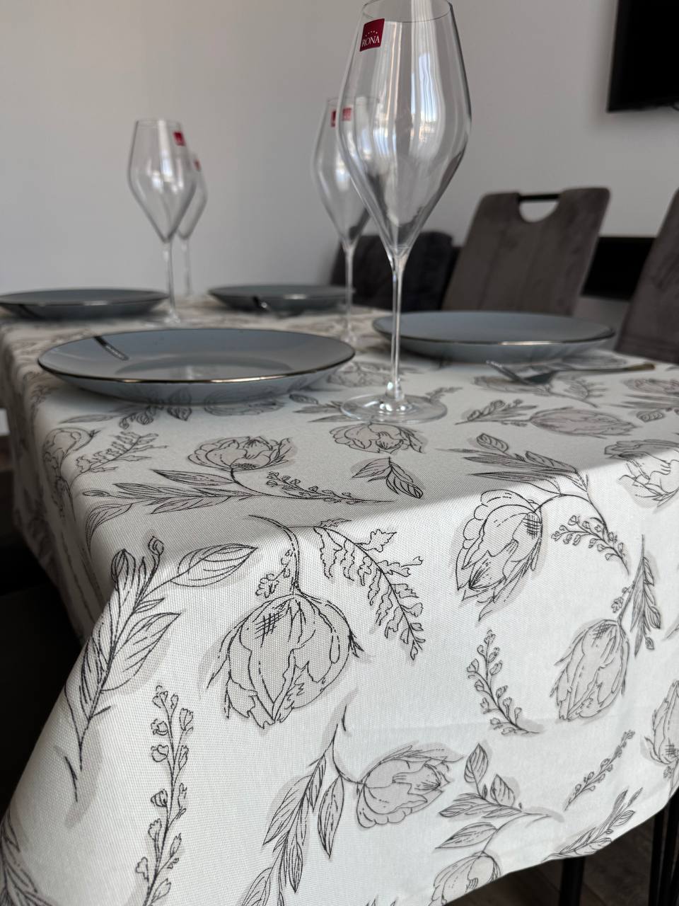 Linen waterproof tablecloth with Teflon, Geometry collection, luxury quality (custom or standard size)