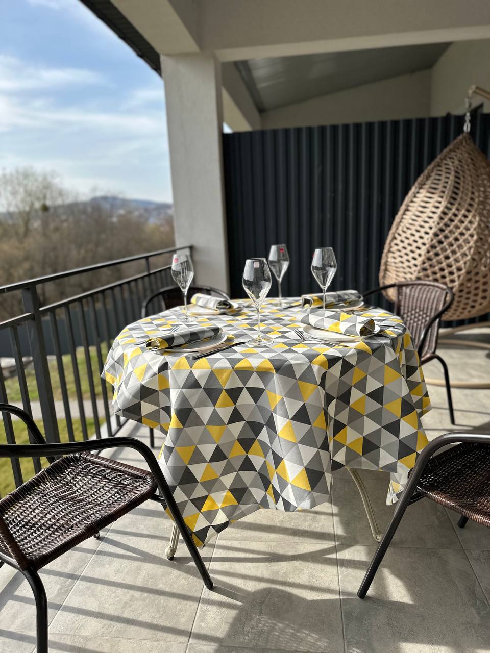 Linen waterproof tablecloth with Teflon, Geometry collection, luxury quality (custom or standard size)