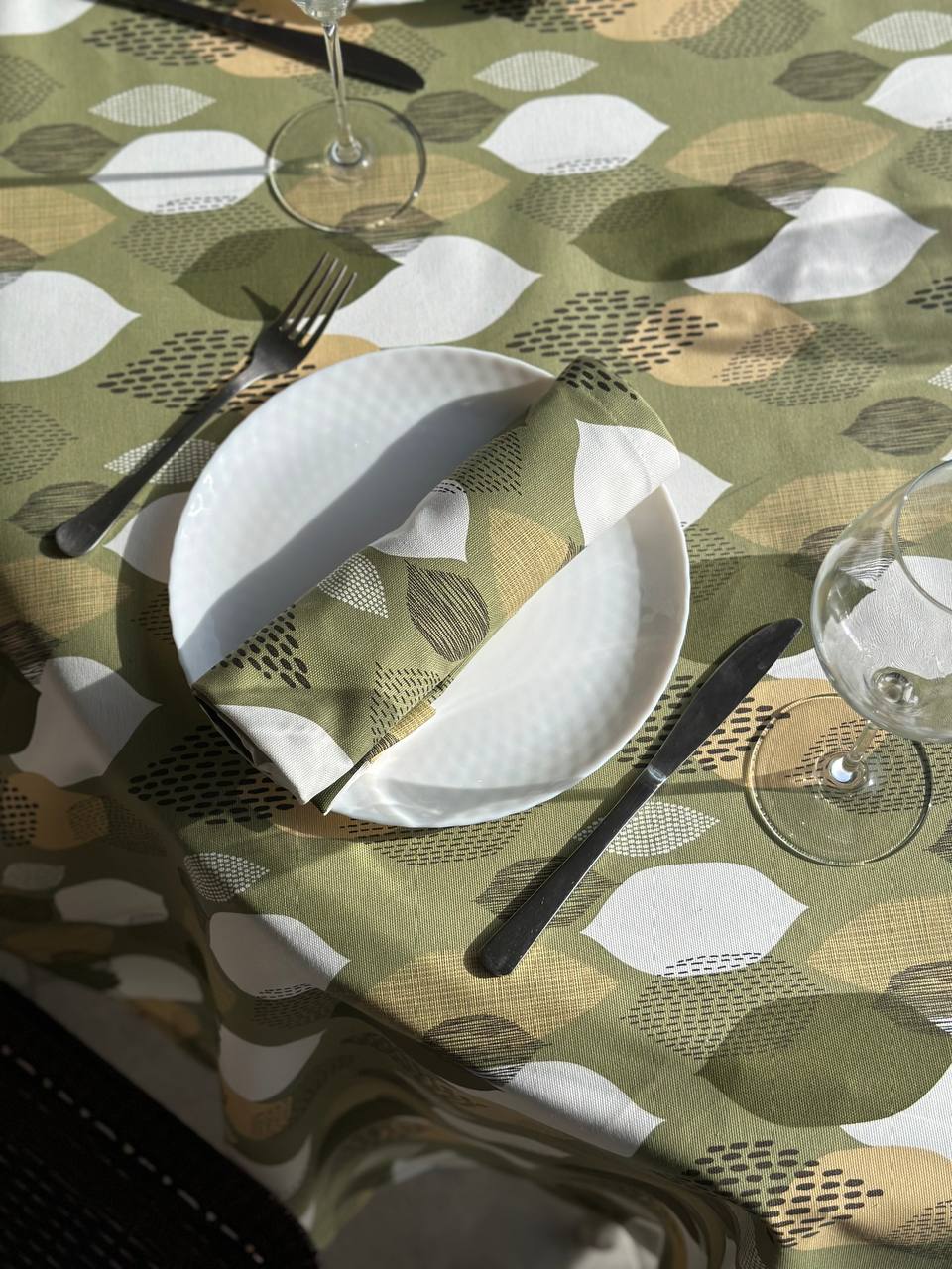 Linen waterproof tablecloth with Teflon, Geometry collection, luxury quality (custom or standard size)