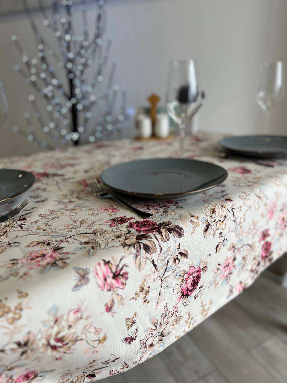 Linen waterproof tablecloth with Teflon, Geometry collection, luxury quality (custom or standard size)