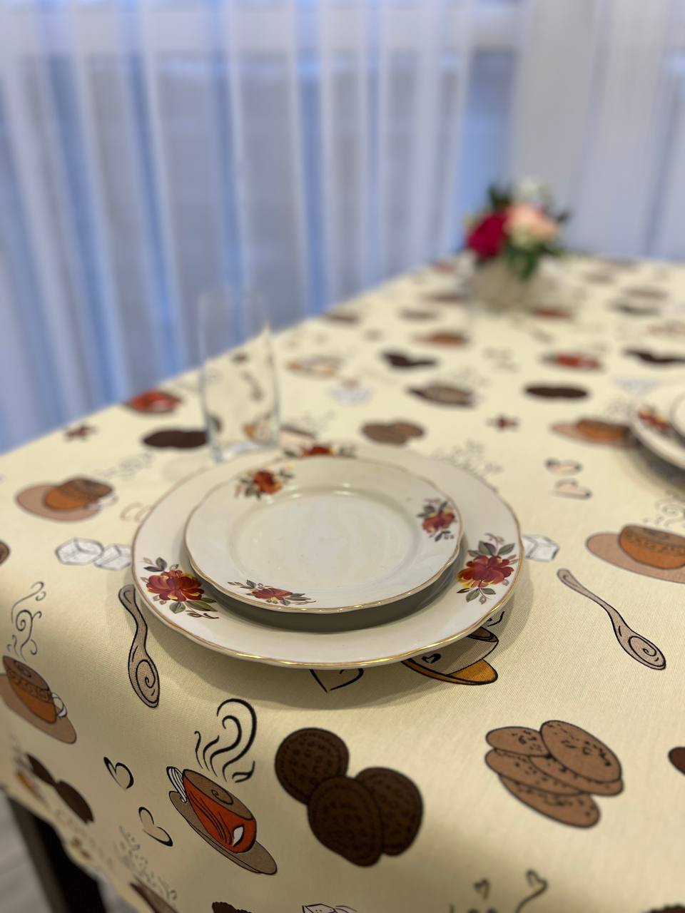 Linen waterproof tablecloth with Teflon, Geometry collection, luxury quality (custom or standard size)