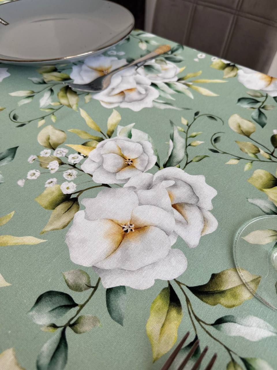Linen waterproof tablecloth with Teflon, Geometry collection, luxury quality (custom or standard size)