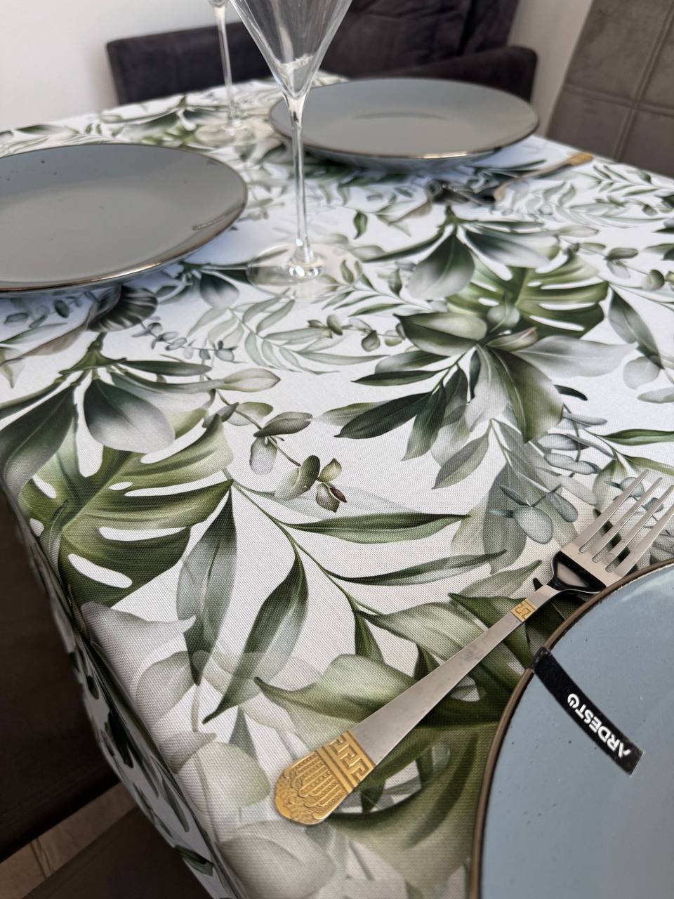 Linen waterproof tablecloth with Teflon, Geometry collection, luxury quality (custom or standard size)