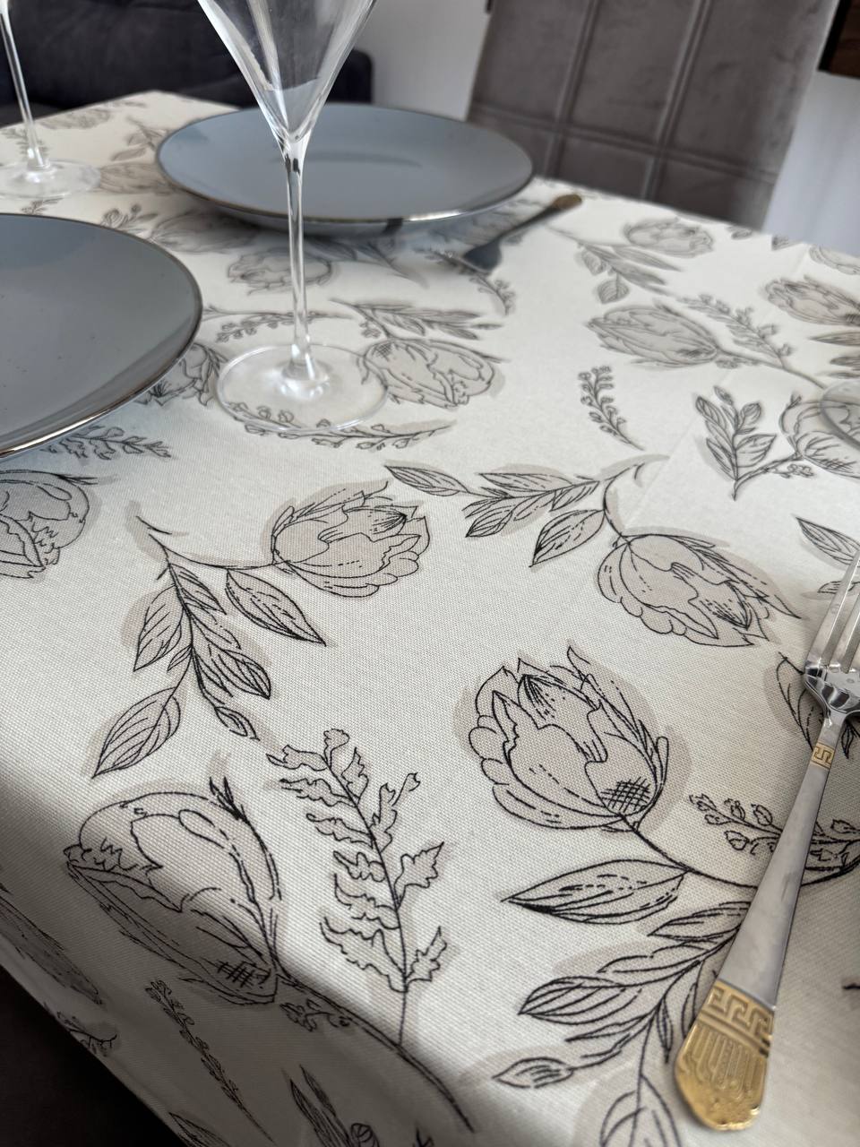 Linen waterproof tablecloth with Teflon, Geometry collection, luxury quality (custom or standard size)