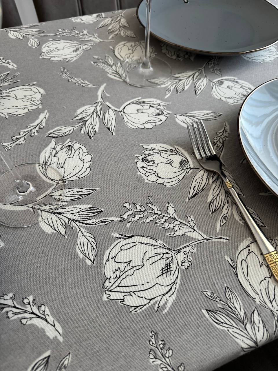 Linen waterproof tablecloth with Teflon, Geometry collection, luxury quality (custom or standard size)