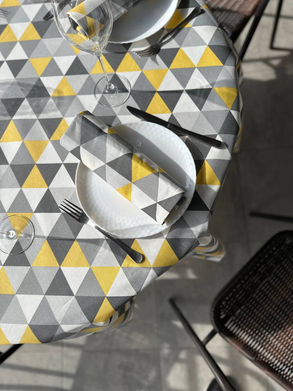 Linen waterproof tablecloth with Teflon, Geometry collection, luxury quality (custom or standard size)