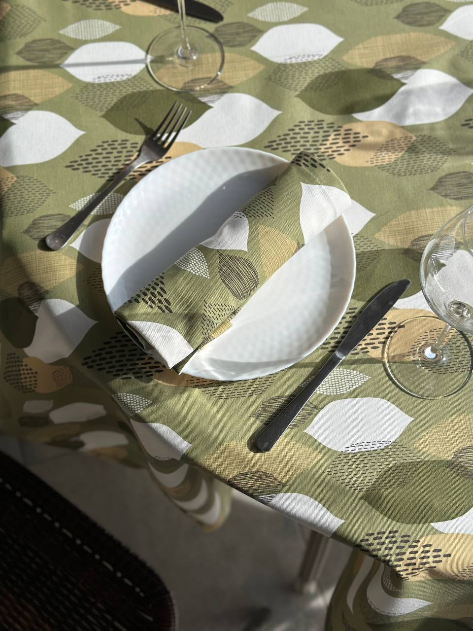 Linen waterproof tablecloth with Teflon, Geometry collection, luxury quality (custom or standard size)