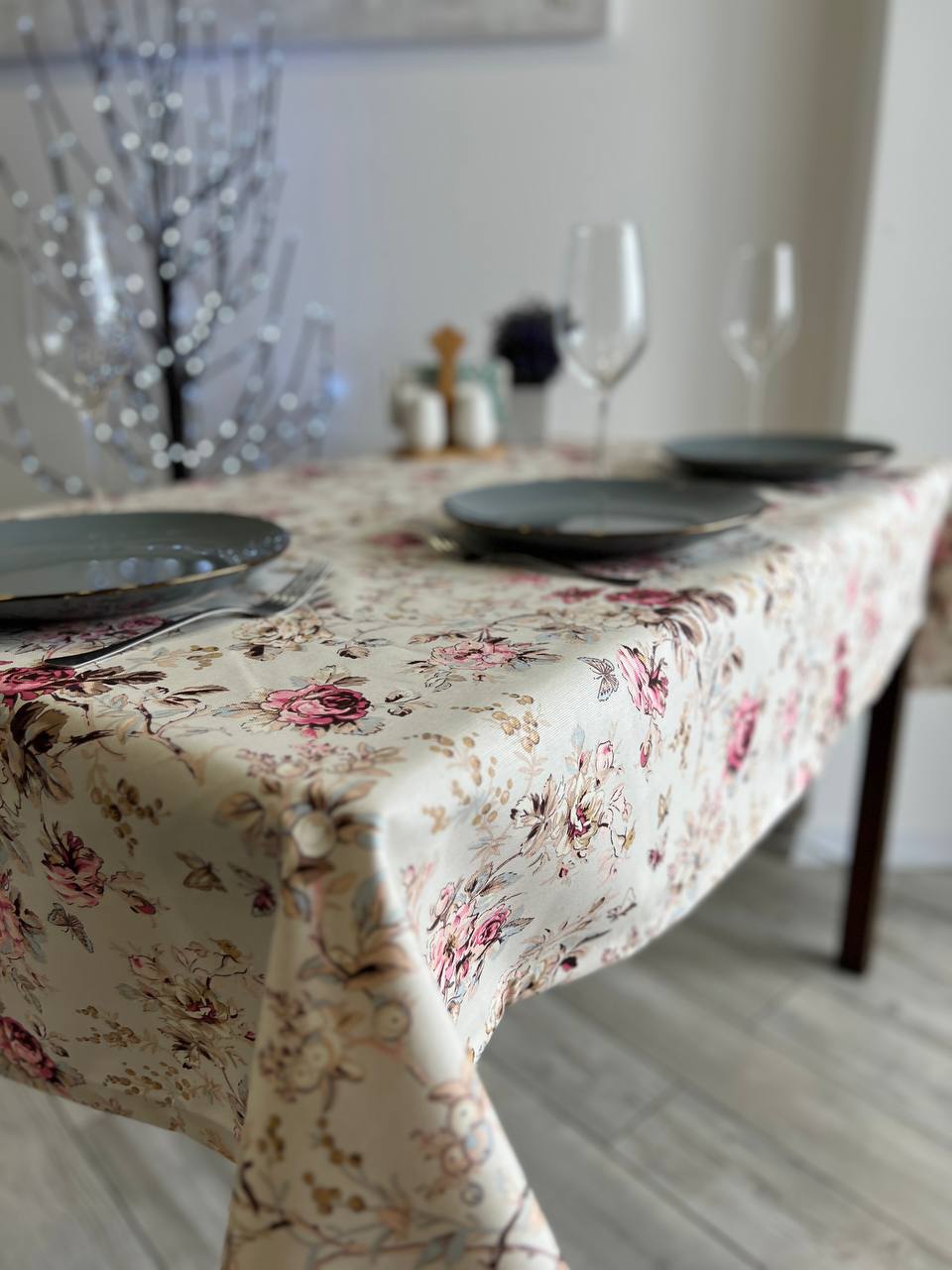 Linen waterproof tablecloth with Teflon, Geometry collection, luxury quality (custom or standard size)