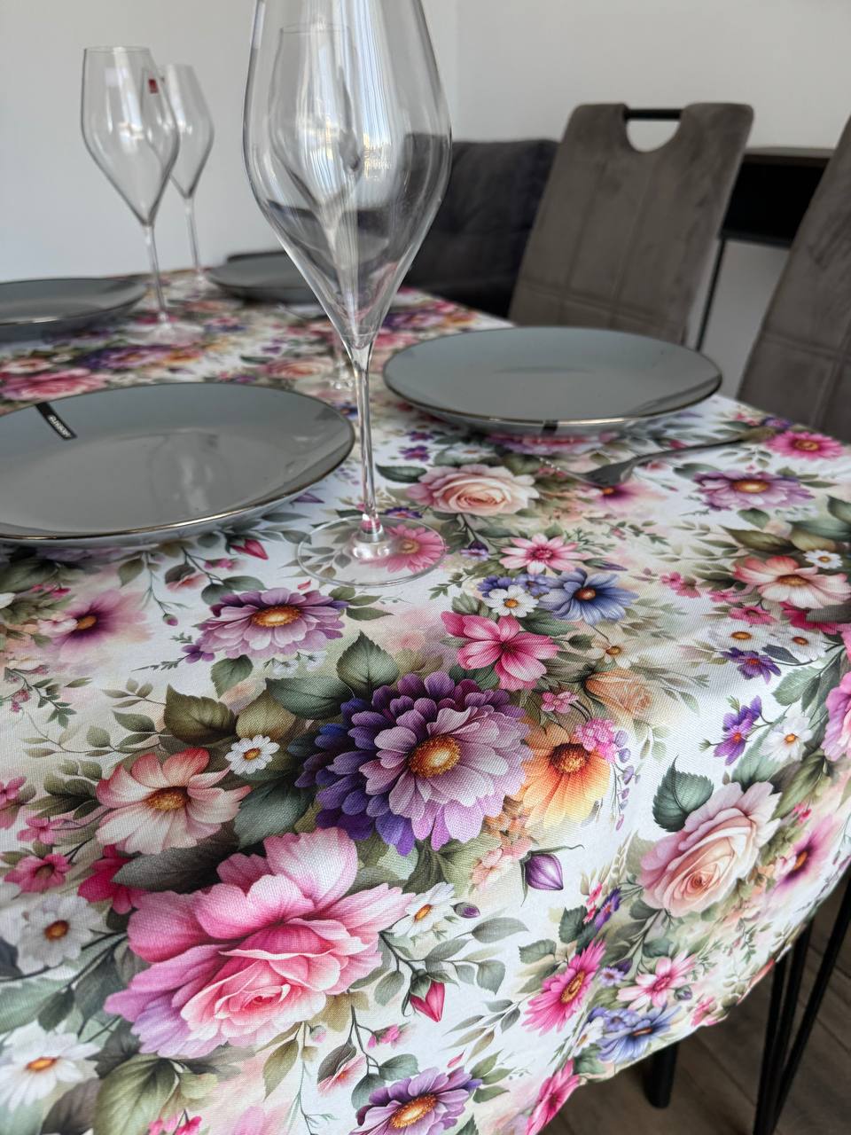 Linen waterproof tablecloth with Teflon, Geometry collection, luxury quality (custom or standard size)