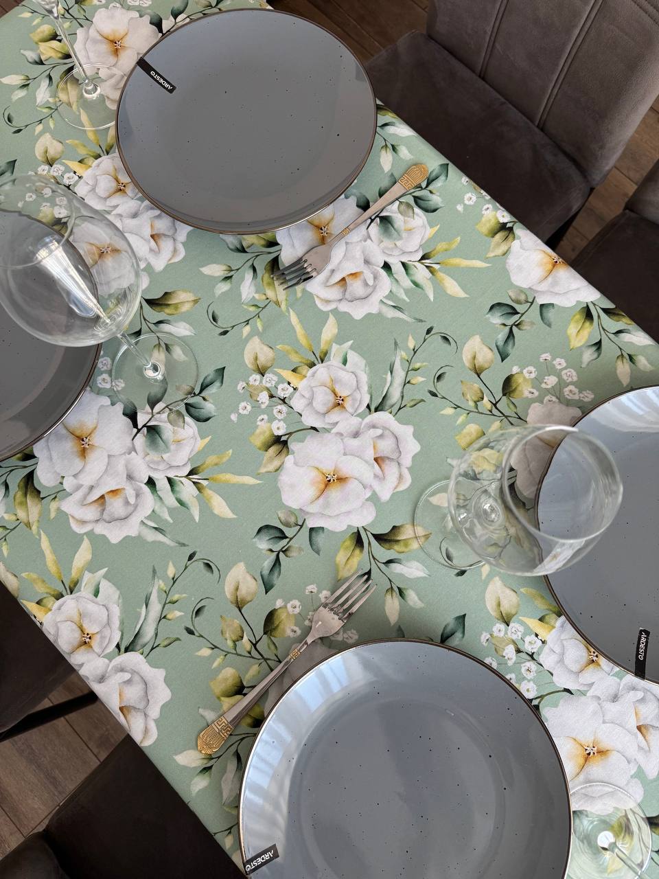 Linen waterproof tablecloth with Teflon, Geometry collection, luxury quality (custom or standard size)