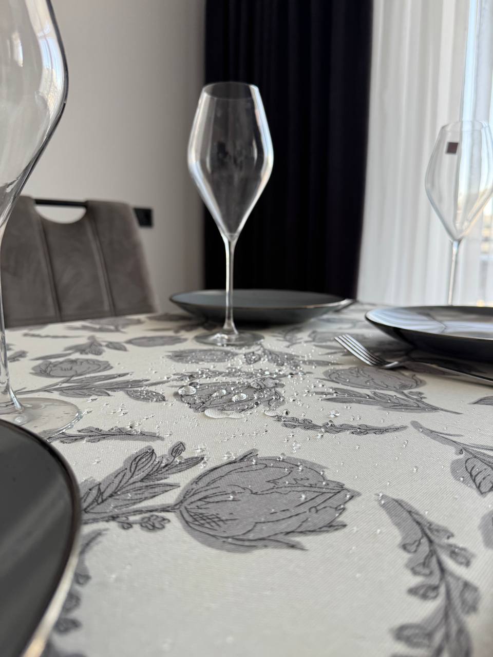 Linen waterproof tablecloth with Teflon, Geometry collection, luxury quality (custom or standard size)