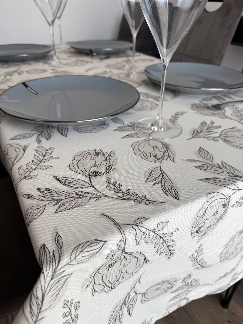 Linen waterproof tablecloth with Teflon, Geometry collection, luxury quality (custom or standard size)