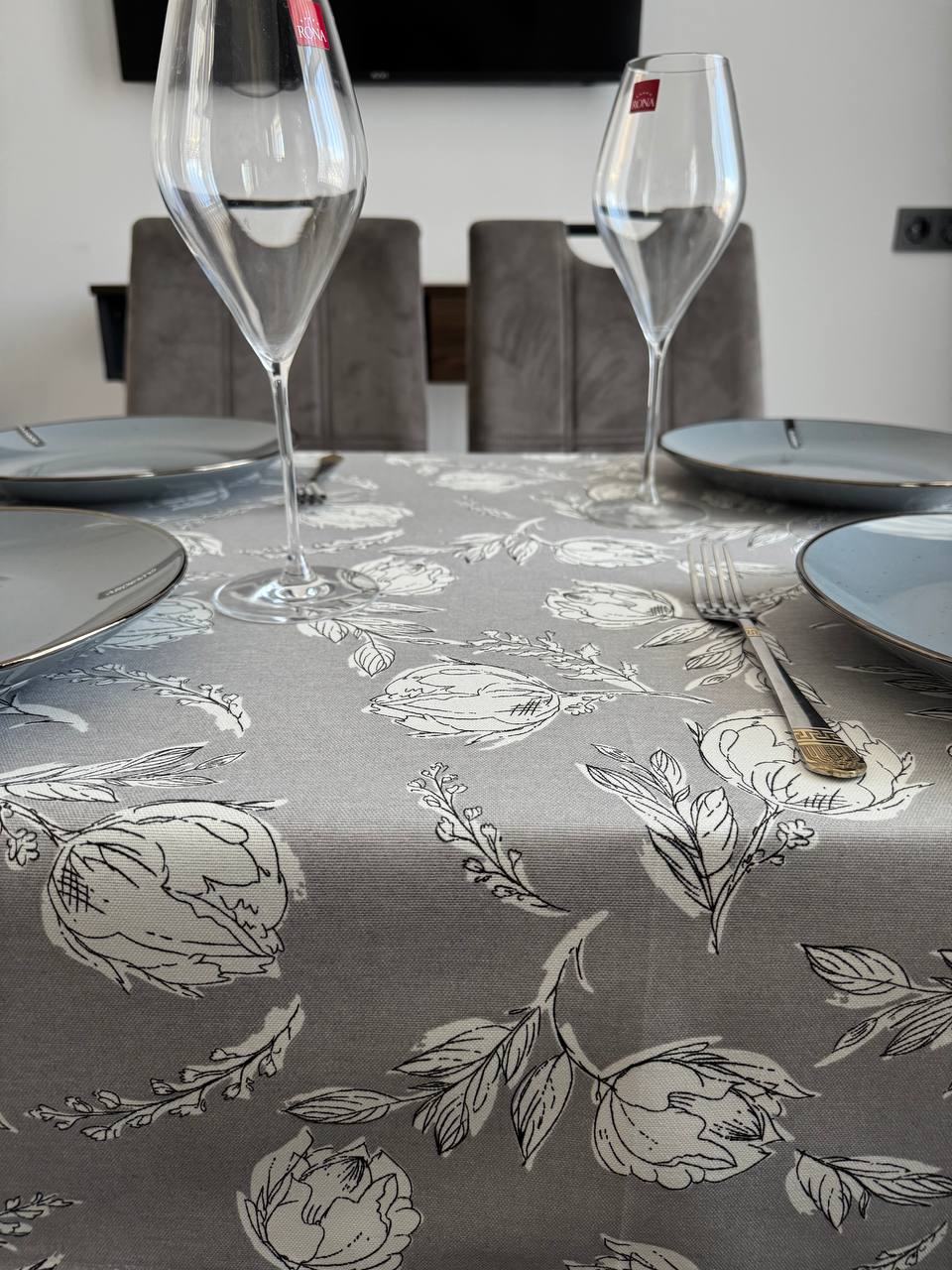 Linen waterproof tablecloth with Teflon, Geometry collection, luxury quality (custom or standard size)
