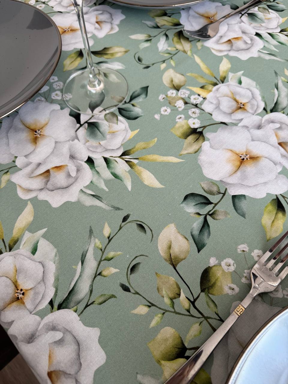 Linen waterproof tablecloth with Teflon, Geometry collection, luxury quality (custom or standard size)