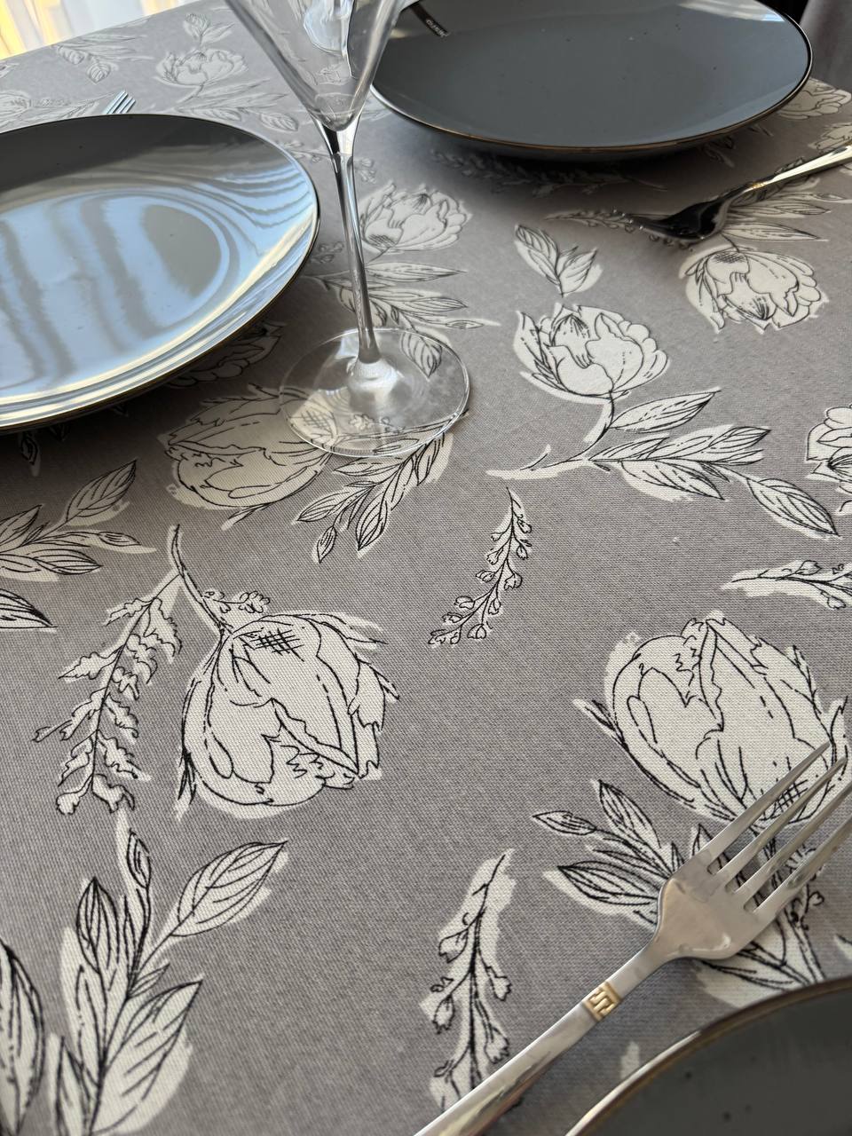 Linen waterproof tablecloth with Teflon, Geometry collection, luxury quality (custom or standard size)