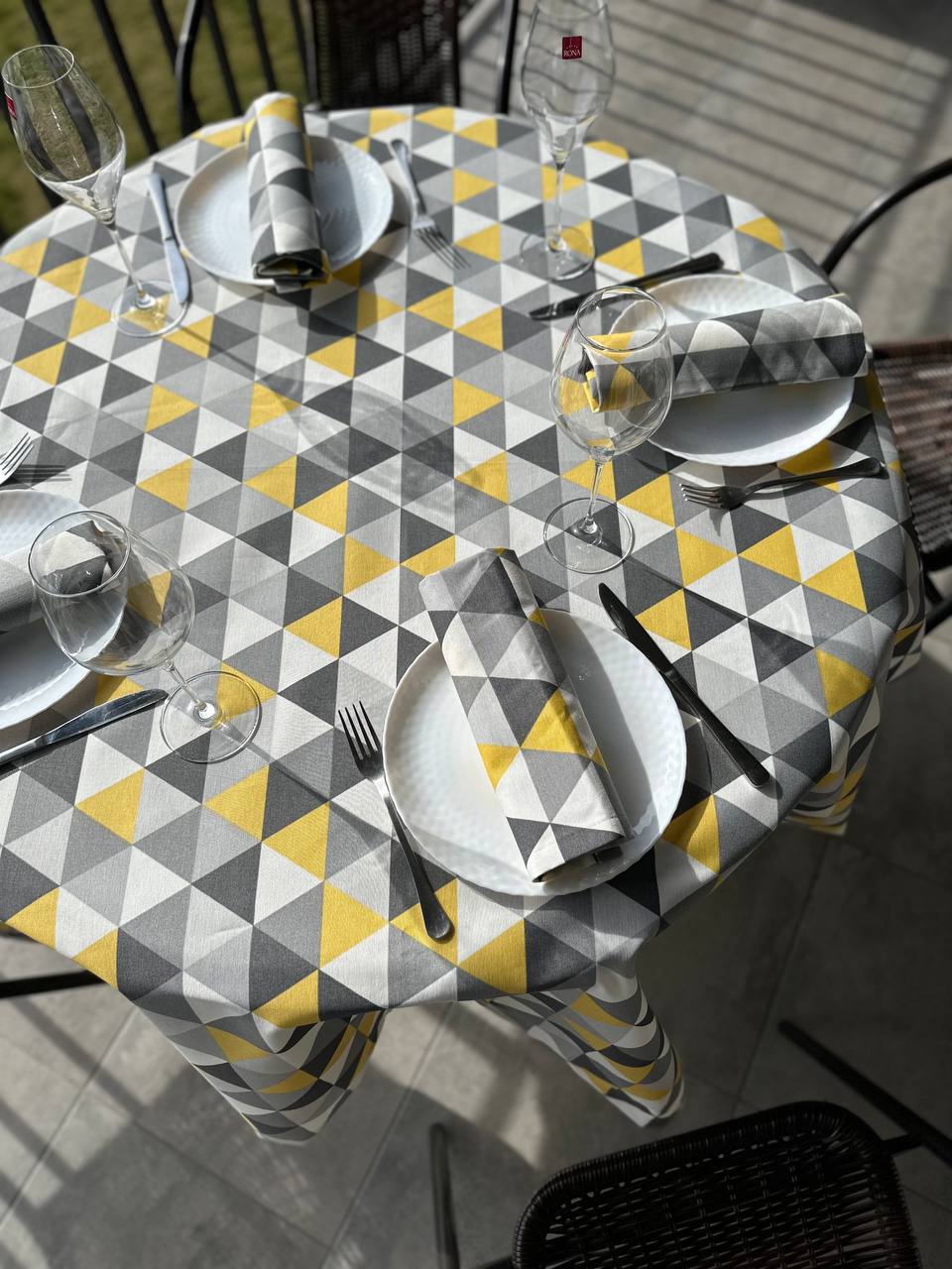 Linen waterproof tablecloth with Teflon, Geometry collection, luxury quality (custom or standard size)