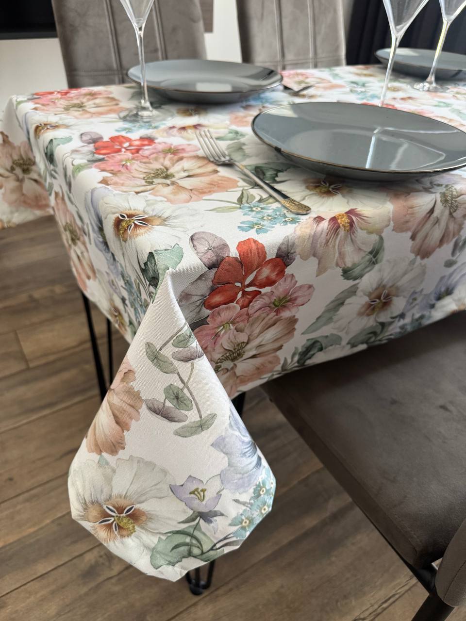 Linen waterproof tablecloth with Teflon, Geometry collection, luxury quality (custom or standard size)