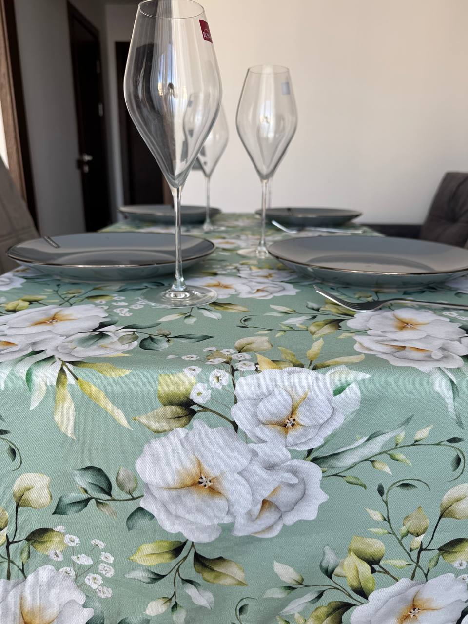 Linen waterproof tablecloth with Teflon, Geometry collection, luxury quality (custom or standard size)