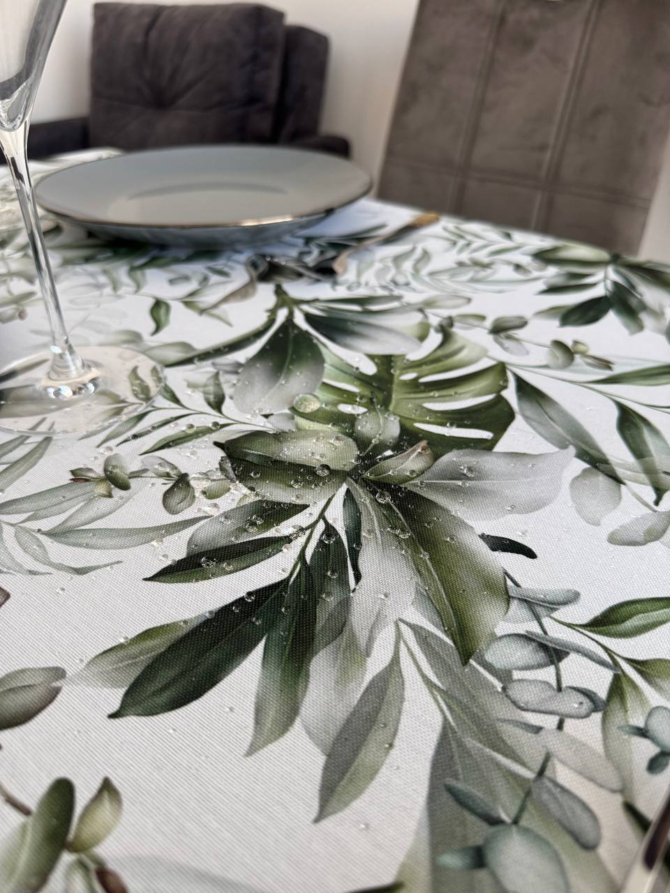 Linen waterproof tablecloth with Teflon, Geometry collection, luxury quality (custom or standard size)