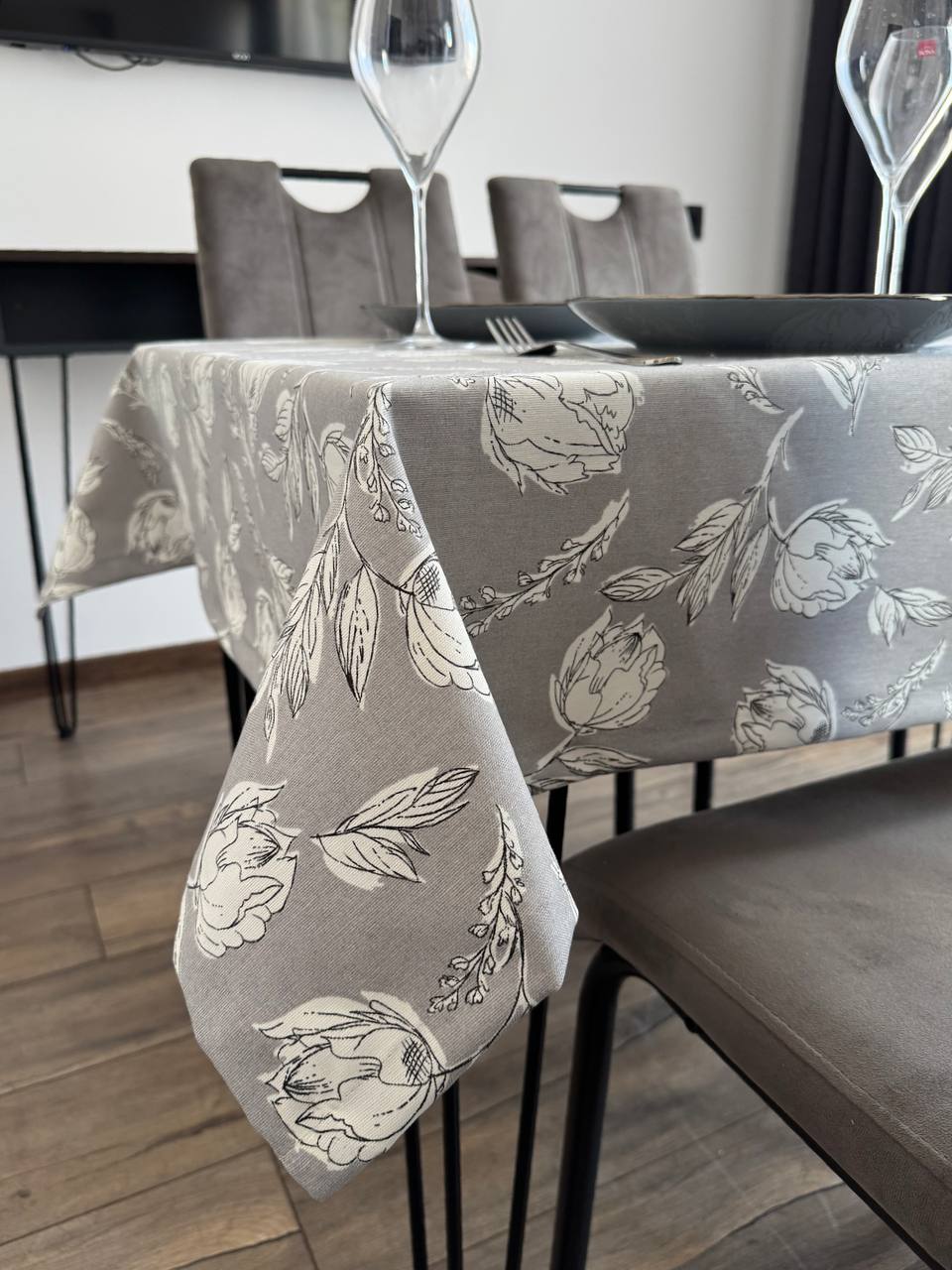 Linen waterproof tablecloth with Teflon, Geometry collection, luxury quality (custom or standard size)