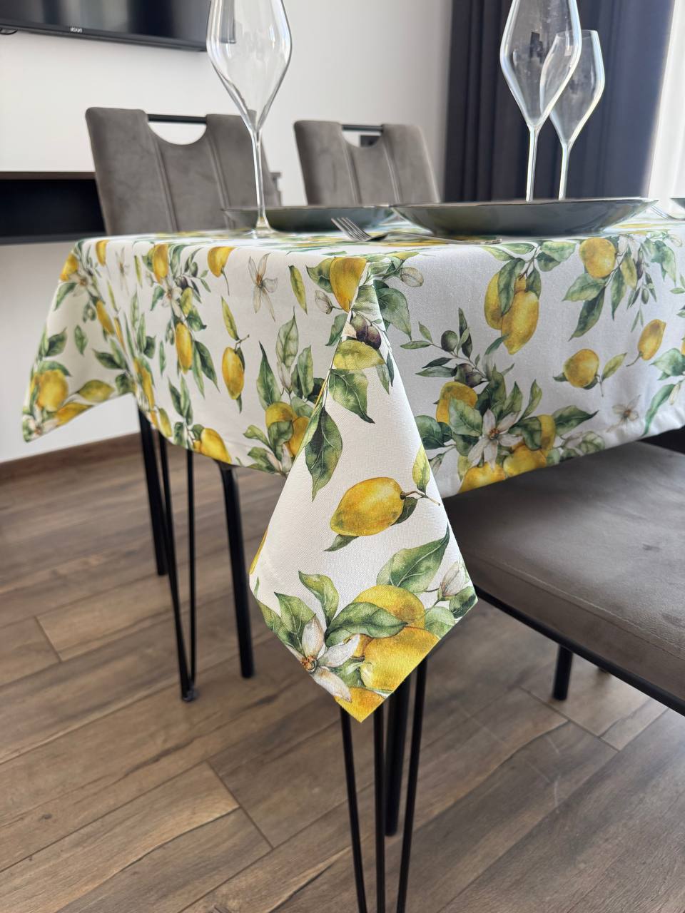 Linen waterproof tablecloth with Teflon, Geometry collection, luxury quality (custom or standard size)