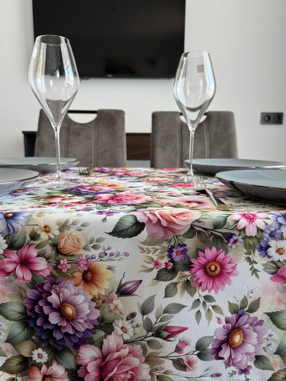 Linen waterproof tablecloth with Teflon, Geometry collection, luxury quality (custom or standard size)