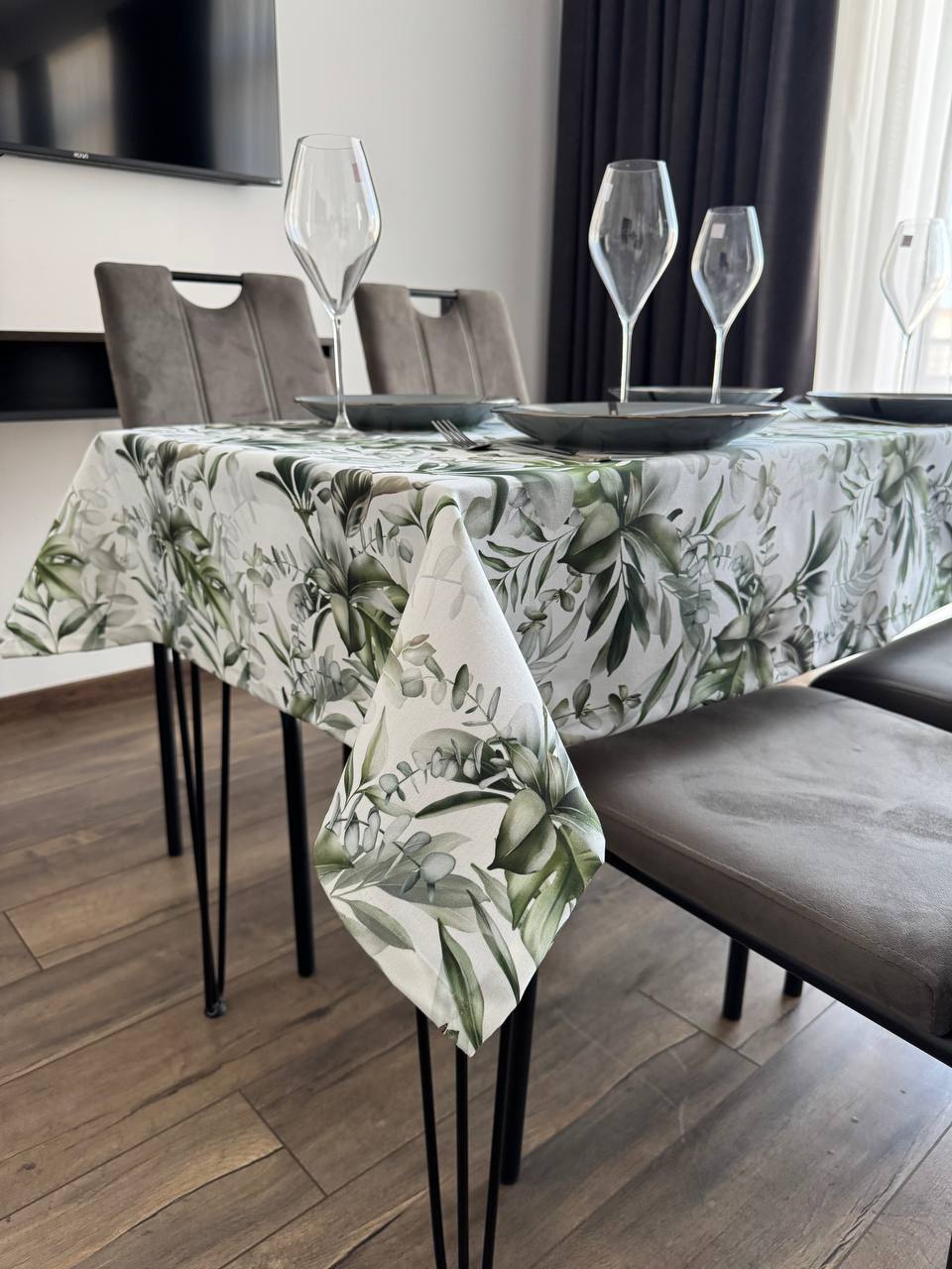 Linen waterproof tablecloth with Teflon, Geometry collection, luxury quality (custom or standard size)