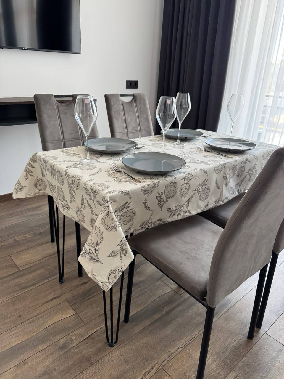 Linen waterproof tablecloth with Teflon, Geometry collection, luxury quality (custom or standard size)