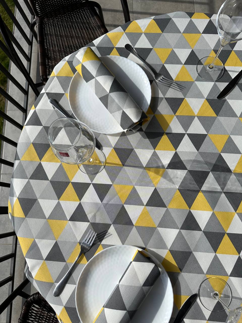Linen waterproof tablecloth with Teflon, Geometry collection, luxury quality (custom or standard size)