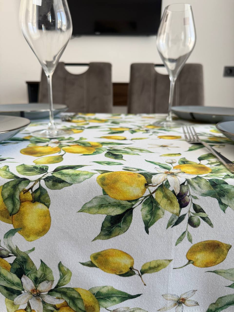 Linen waterproof tablecloth with Teflon, Geometry collection, luxury quality (custom or standard size)