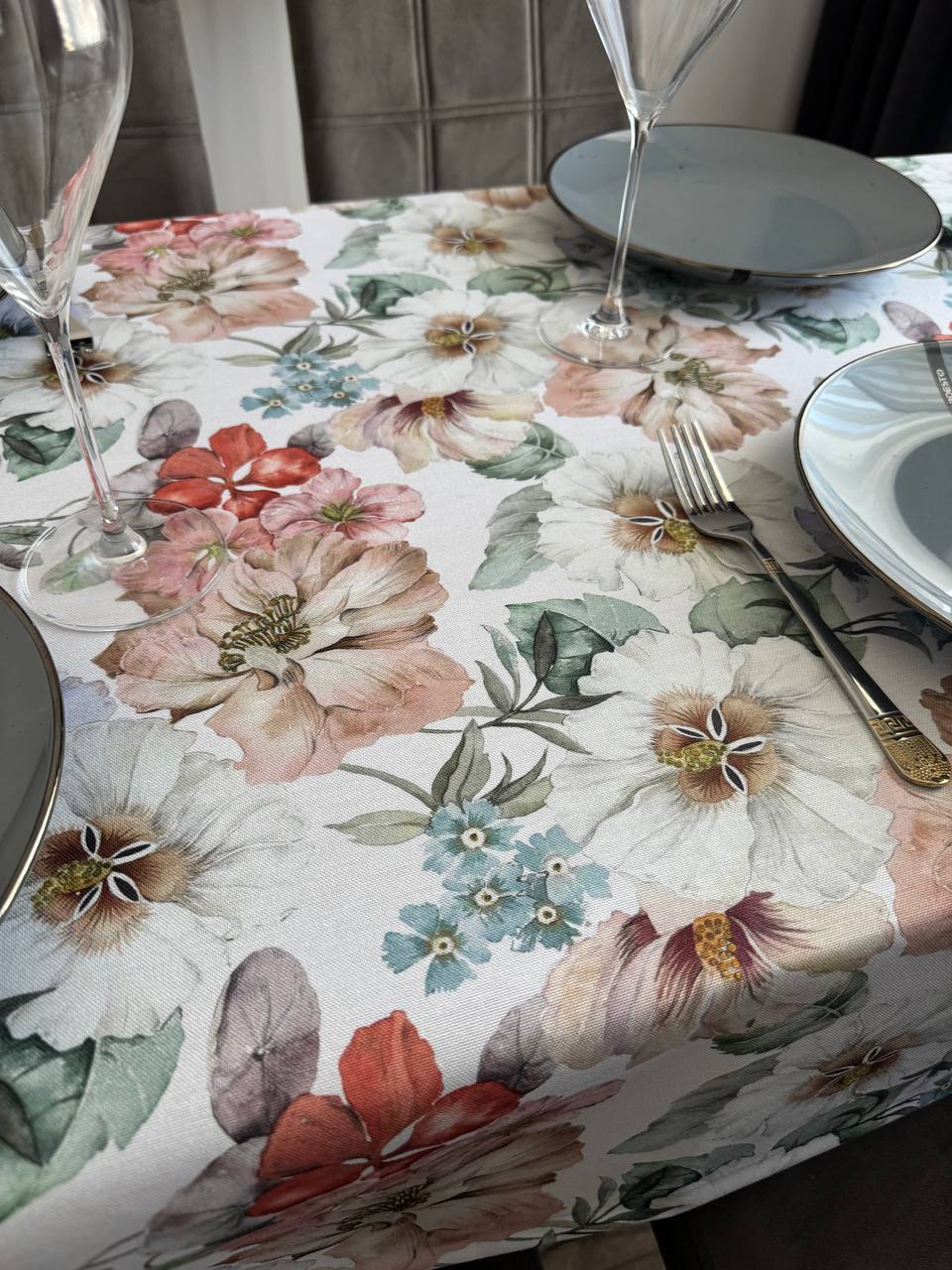 Linen waterproof tablecloth with Teflon, Geometry collection, luxury quality (custom or standard size)