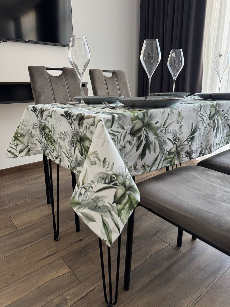 Linen waterproof tablecloth with Teflon, Geometry collection, luxury quality (custom or standard size)