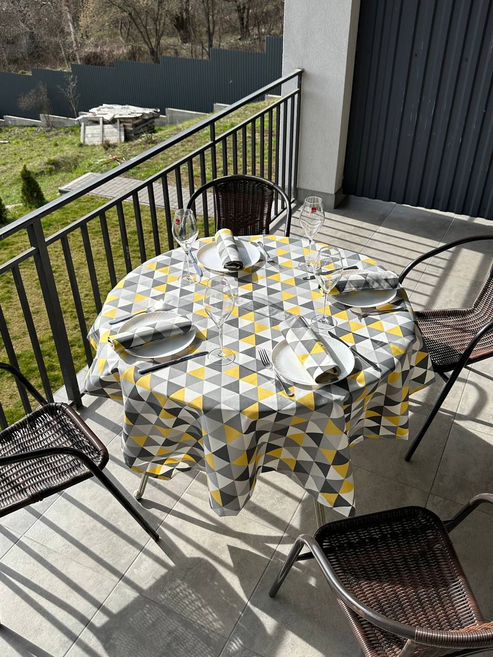 Linen waterproof tablecloth with Teflon, Geometry collection, luxury quality (custom or standard size)