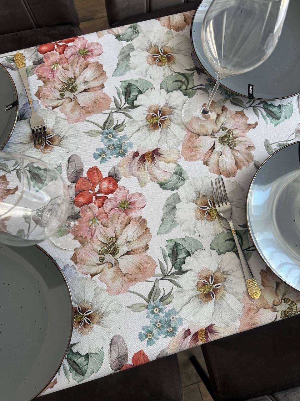 Linen waterproof tablecloth with Teflon, Geometry collection, luxury quality (custom or standard size)