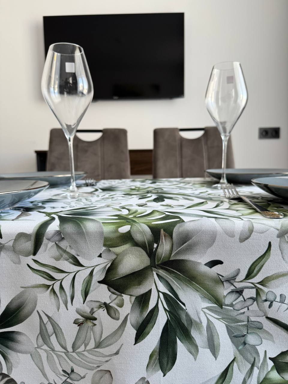 Linen waterproof tablecloth with Teflon, Geometry collection, luxury quality (custom or standard size)