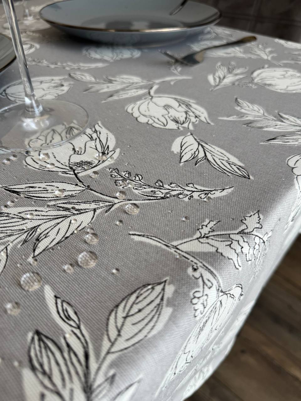 Linen waterproof tablecloth with Teflon, Geometry collection, luxury quality (custom or standard size)
