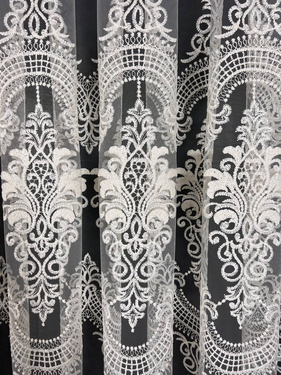 Sheer curtain with beautiful embroidery, milk color