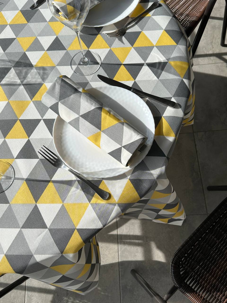 Linen waterproof tablecloth with Teflon, Geometry collection, luxury quality (custom or standard size)