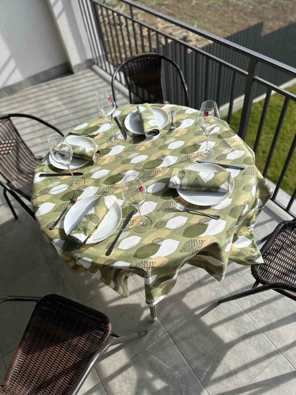 Linen waterproof tablecloth with Teflon, Geometry collection, luxury quality (custom or standard size)