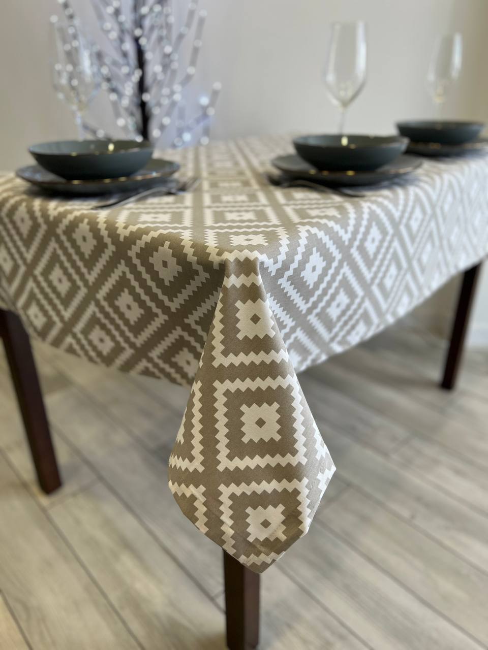 Linen waterproof tablecloth with Teflon, Geometry collection, luxury quality (custom or standard size)