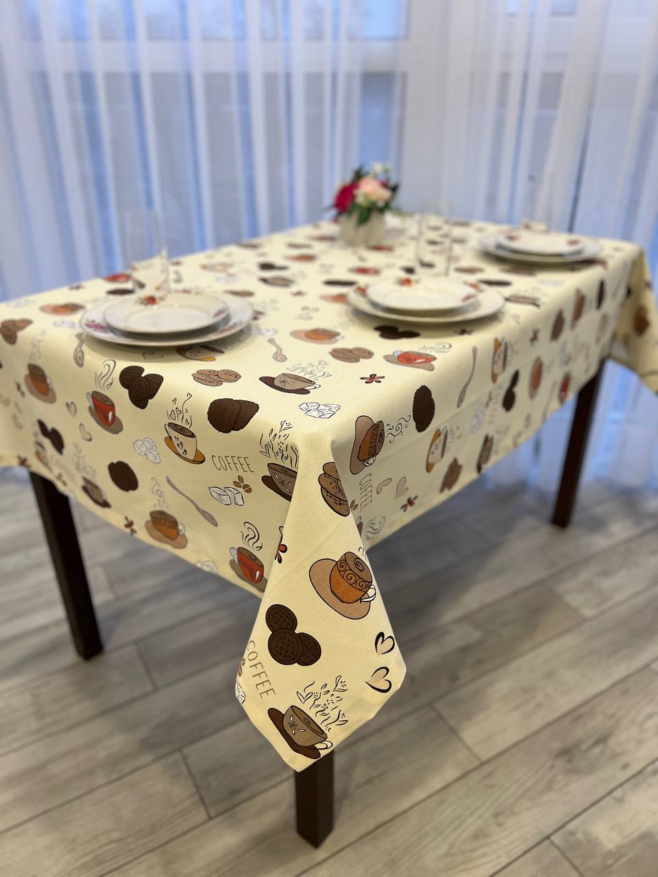 Linen waterproof tablecloth with Teflon, Geometry collection, luxury quality (custom or standard size)